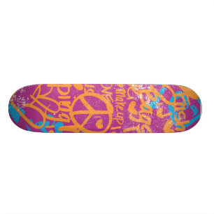 Graffiti orange, lila Damast Skateboard