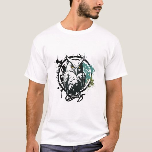 Graffiti Paint Owl Bird Creative Art Malerei T-Shirt (Vorderseite)