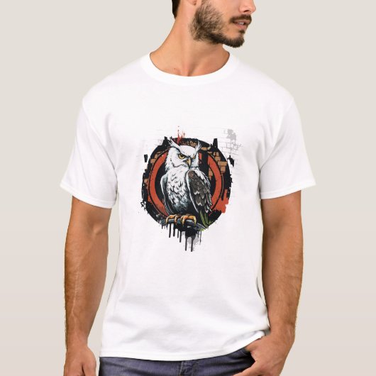 Graffiti Paint Owl Bird Creative Art Malerei T-Shirt (Vorderseite)