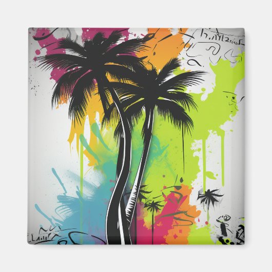 Graffiti Palm Tree Magnet (Vorne)