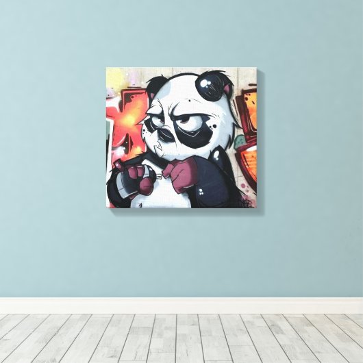 Graffiti Panda Bear Leinwanddruck (Insitu (Holzboden))