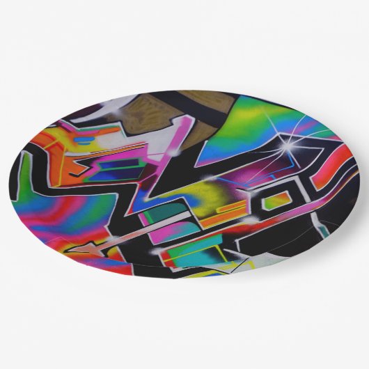 Graffiti-Papierplatte Pappteller (Schrägansicht)