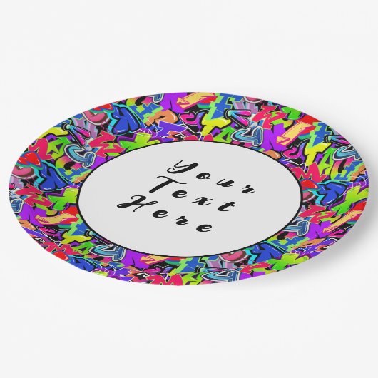 Graffiti Pappteller (Schrägansicht)