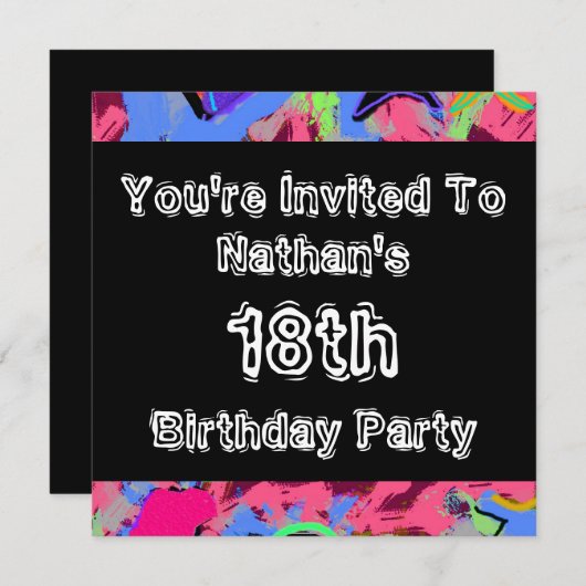 Graffiti ~ Party Einladung (Vorne/Hinten)