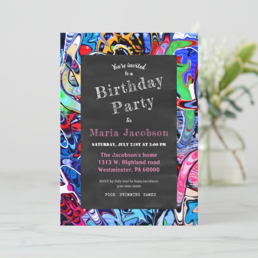 Graffiti-Party Einladung (Stehend Vorderseite)