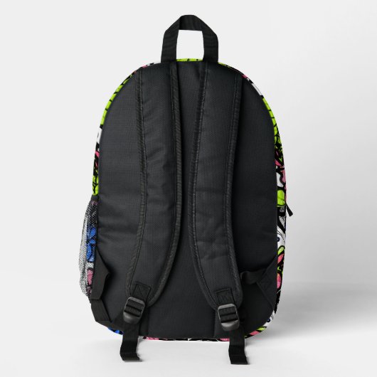Graffiti Pattern Bedruckter Rucksack (Rückseite)