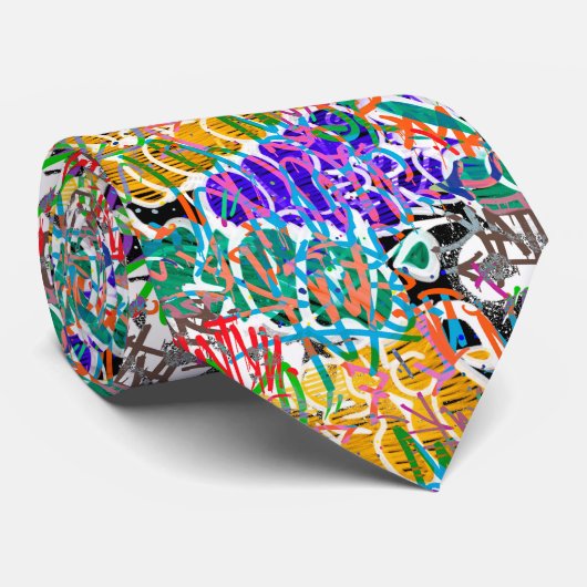 Graffiti Pattern Krawatte (Gerollt)