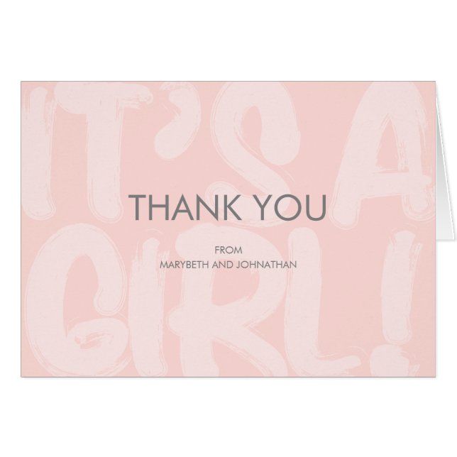 Graffiti Pink Baby Dusche Danke Karte (Vorderseite (Horizontal))