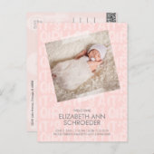 Graffiti Pink Baby Geburtsankündigung Postkarte (Vorne/Hinten)