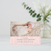 Graffiti Pink Baby Geburtsankündigung Postkarte (Stehend Vorderseite)