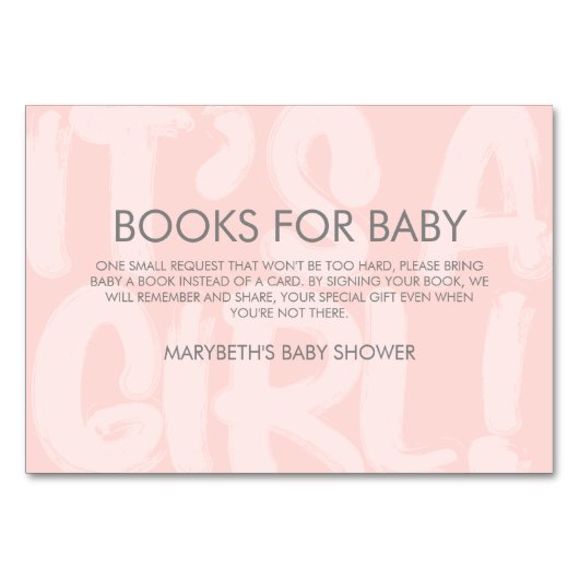 Graffiti Pink Babydusche mit Buchungsanfrage Tischnummer (Vorderseite)