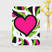 Graffiti Pink Herzkarte Karte (Gelbe Blume)