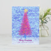 Graffiti Pink Weihnachtsbaum mit Blue Urban Wall Karte (Stehend Vorderseite)