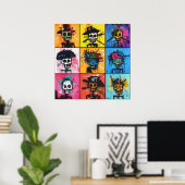 Graffiti Pirate and NFT Characters Bold Urban Grid Poster (Heimbüro)