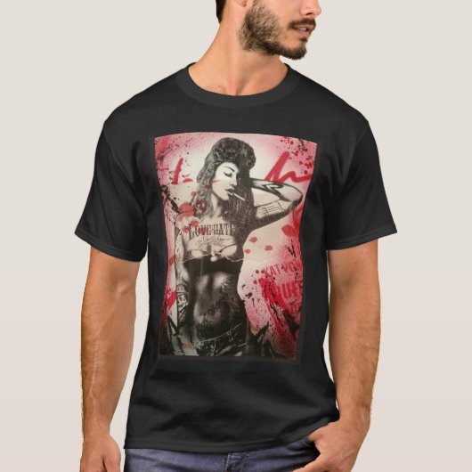 Graffiti Poster Frau Rauchen Zigarette Frau Mann T-Shirt (Vorderseite)