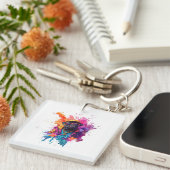 "Graffiti Pug Keychain – Urban Street Art Dog  Schlüsselanhänger (Vorderseite rechts)