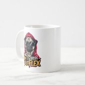 Graffiti Pug Mug – “Pug Don’t Stress Just Flex” Kaffeetasse (Vorderseite Links)