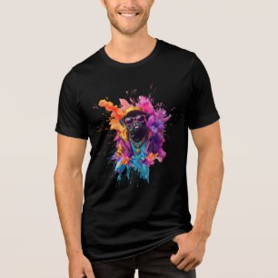 "Graffiti-Pug-T-Shirt – Urbane Street-Art-Hund-Tee Tri-Blend Shirt