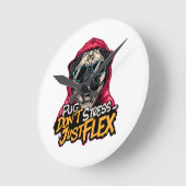 Graffiti Pug Wall Clock – “Pug Don’t Stress Runde Wanduhr (Winkel)
