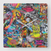 Graffiti Quadratische Wanduhr (Vorderseite)