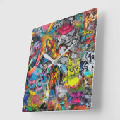 Graffiti Quadratische Wanduhr (Winkel)
