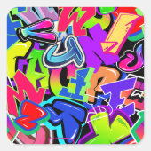 Graffiti Quadratischer Aufkleber (Vorderseite)