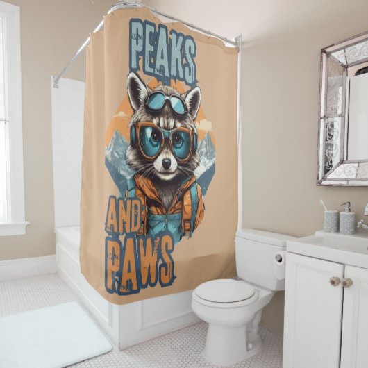 Graffiti Raccoon mit feinem Design Duschvorhang (Beispiel)