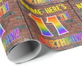 Graffiti Rainbow Look 11. GEBURTSTAG! & INDIVIDUEL Geschenkpapier (Rolleneckpunkt)