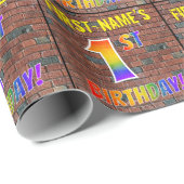 Graffiti Rainbow Look 1ster GEBURTSTAG! & INDIVIDU Geschenkpapier (Rolleneckpunkt)