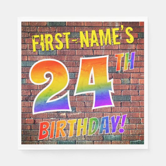 Graffiti Rainbow Look 24. GEBURTSTAG! + INDIVIDUEL Serviette (Vorderseite)