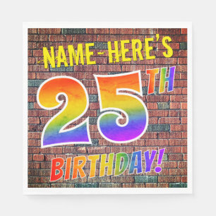 Graffiti Rainbow Look 25. BIRTHTAG! + Individuelle Serviette