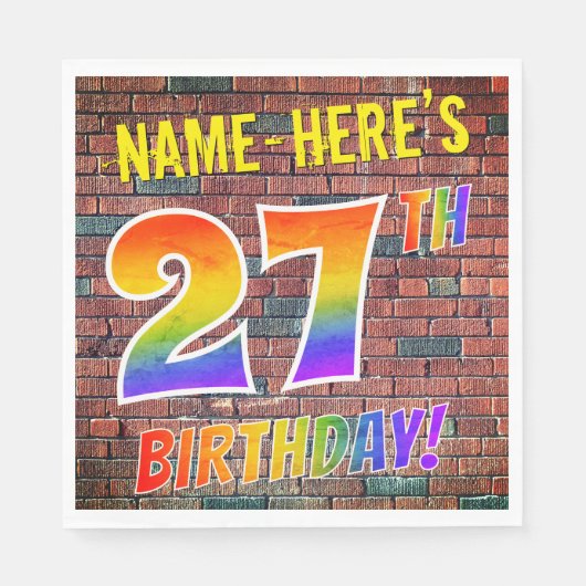 Graffiti Rainbow Look 27. GEBURTSTAG! + INDIVIDUEL Serviette (Vorderseite)