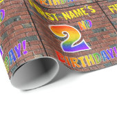 Graffiti Rainbow Look 2ND GEBURTSTAG! & INDIVIDUEL Geschenkpapier (Rolleneckpunkt)