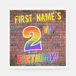 Graffiti Rainbow Look 2ND GEBURTSTAG! + INDIVIDUEL Serviette