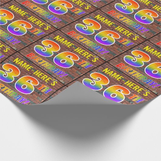 Graffiti Rainbow Look 36. GEBURTSTAG! & INDIVIDUEL Geschenkpapier (Ecke)