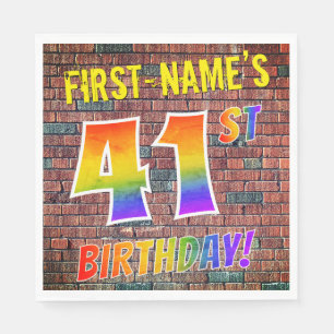 Graffiti Rainbow Look 41. GEBURTSTAG! + INDIVIDUEL Serviette