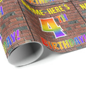 Graffiti Rainbow Look 4. GEBURTSTAG! & INDIVIDUELL Geschenkpapier (Rolleneckpunkt)