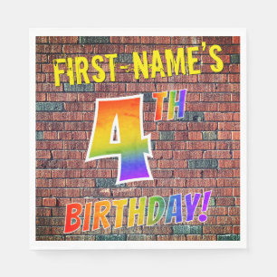 Graffiti Rainbow Look 4. GEBURTSTAG! + INDIVIDUELL Serviette
