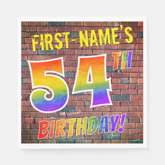 Graffiti Rainbow Look 54. GEBURTSTAG! + INDIVIDUEL Serviette (Vorderseite)