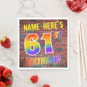 Graffiti Rainbow Look 61. GEBURTSTAG! + INDIVIDUEL Serviette (Beispiel)