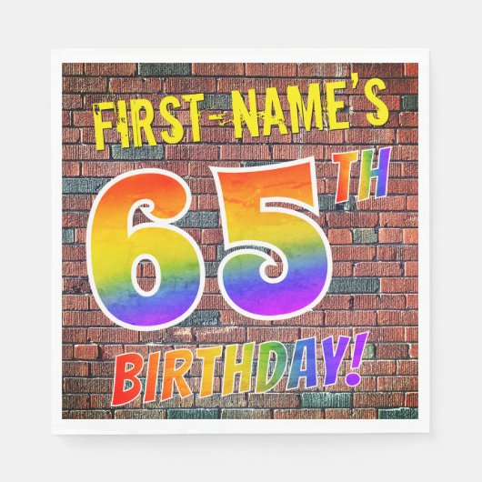 Graffiti Rainbow Look 65. GEBURTSTAG! + INDIVIDUEL Serviette (Vorderseite)