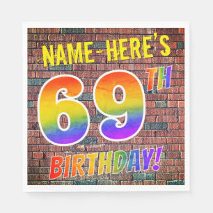 Graffiti Rainbow Look 69. GEBURTSTAG! + INDIVIDUEL Serviette