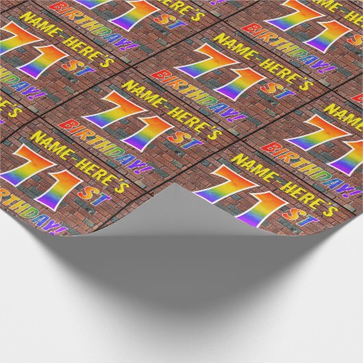 Graffiti Rainbow Look 71. GEBURTSTAG! & INDIVIDUEL Geschenkpapier (Ecke)