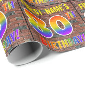 Graffiti Rainbow Look 80. GEBURTSTAG! & INDIVIDUEL Geschenkpapier (Rolleneckpunkt)