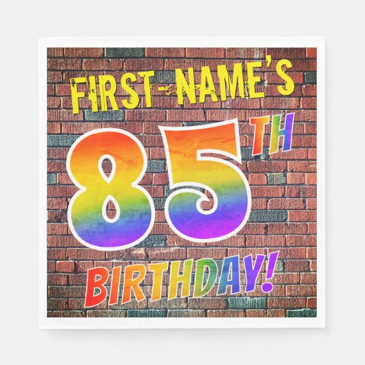 Graffiti Rainbow Look 85. GEBURTSTAG! + INDIVIDUEL Serviette (Vorderseite)
