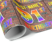 Graffiti Rainbow Look 91. GEBURTSTAG! & INDIVIDUEL Geschenkpapier (Rolleneckpunkt)