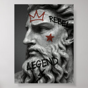 Graffiti Rebel King Bust mit Krone Poster