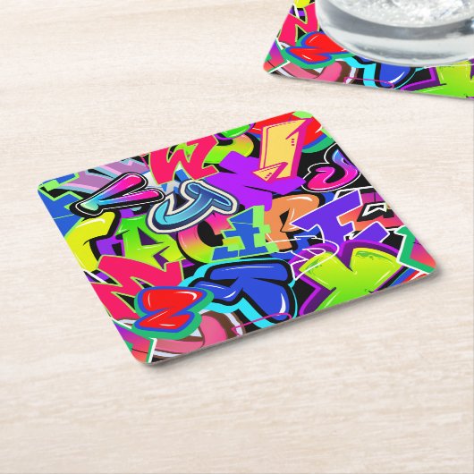 Graffiti Rechteckiger Pappuntersetzer (angewinkelt)