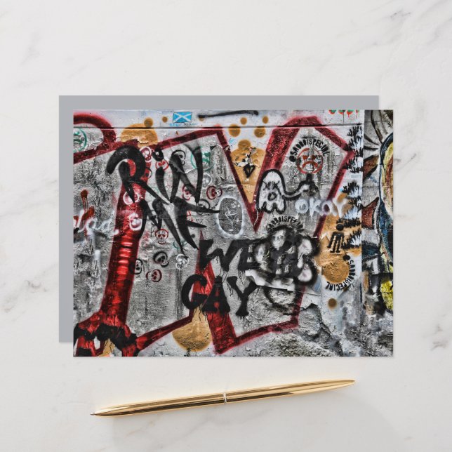 Graffiti Red Gray Letters Urban Street Wall Art (Vorderseite/Rückseite Beispiel)