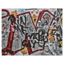 Graffiti Red Gray Letters Urban Street Wall Art